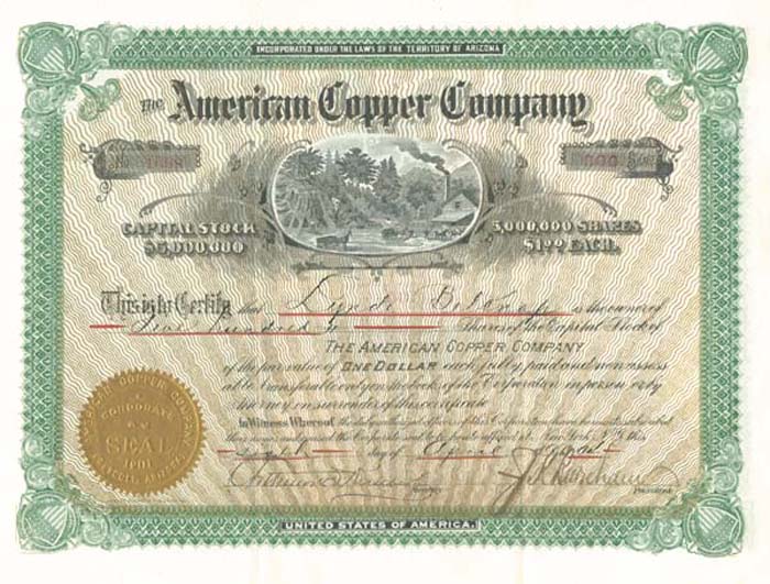 American Copper Co. - Stock Certificate